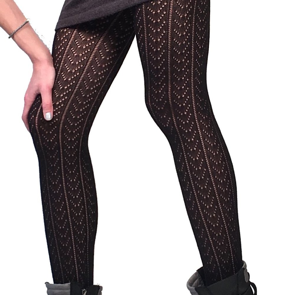Malka Chic Lacy Chevron Tights - S/M